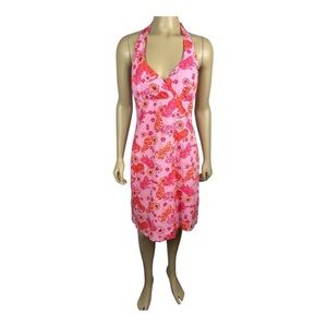 Lilly Pulitzer Sz 6 Tiger Print Halter Dress Pink Vintage White Label